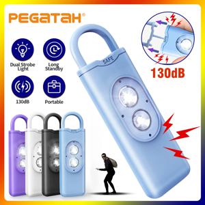 자기 방어 경보 130DB LEDLight 비명 큰 공황 경보 비상 경보 키 체인을 들고 소녀 어린이 여성을위한 안티 늑대 경고