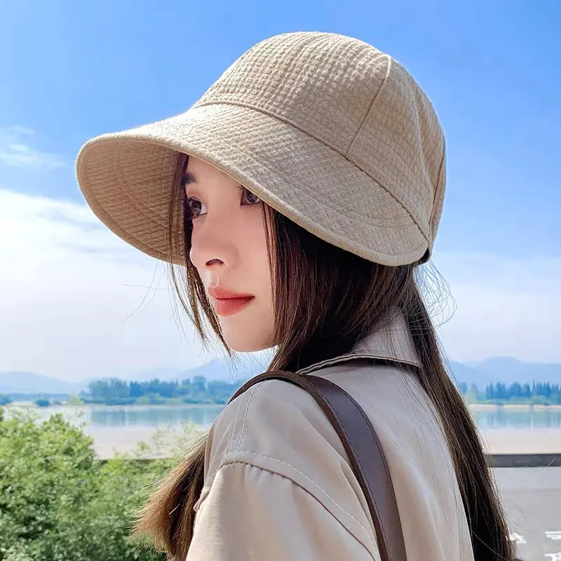 여자 태양 모자 야외 스포츠 자외선 차단 접이식 패션 비치 모자 와이드 브림 여름 어부의 모자