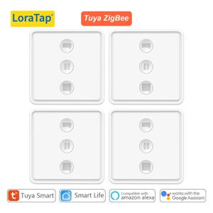 LoraTap ZigBee 3.0 Tuya 스마트 라이프 블라인드 푸시 버튼 80*80 스위치 원격 제어 Google Assistant Alexa