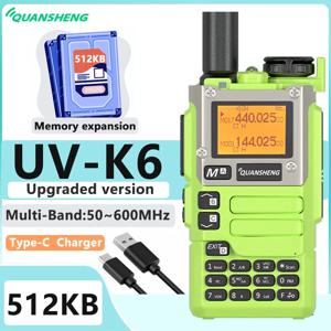 업그레이드된 UV-K6 Quansheng 워키토키 512KB 메모리 확장 풀 밴드 AM FM Type-C 스크램블러 NOAA 무선 주파수 햄 라디오