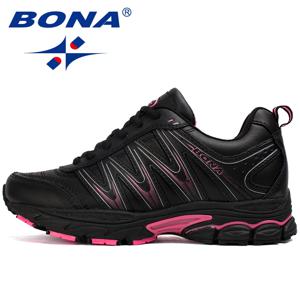 BONA 새로운 핫 스타일 여성 운동화 레이스 업 스포츠 신발 야외 조깅 운동화 여성을위한 편안한 운동화