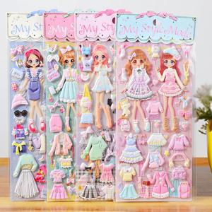 1pcs 스티커 사랑스러운 만화 소녀 3D kawaii 스티커 책 노트북 드레스 스티커 어린이 장난감 pegatinas 어린이 소녀 선물