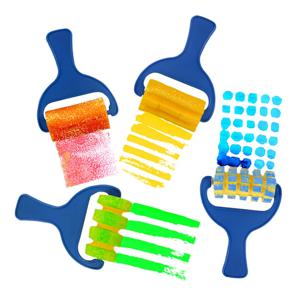 낙서 도구 롤러, 스펀지 브러시 페인팅, 어린이 DIY 인감, 유치원 미술 용품 ​​4 세트 낙서 그리기 지능 장난감
