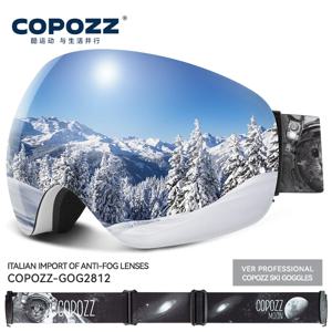 COPOZZ-스키 고글 UV400 보호 스키 마스크 남녀 공용, 김서림 방지 큰 얼굴 스키 안경 야외 스포츠 스노우 보드 스키 안경