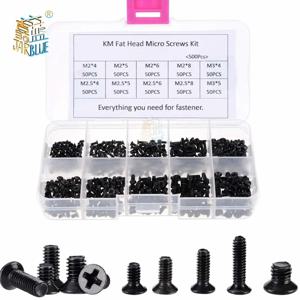 250Pcs/500Pcs M2 M2.5 M3 KM 나사 플랫 헤드 필립스 나사 노트북 노트북 나사 세트 컴퓨터 작은 나사 용 키트