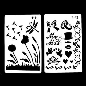 12 디자인 DIY 그림 템플릿 벽 스텐실 에어 브러시 스크랩북 색칠 엠보싱 앨범 일기 저널 드로잉 복사 템플릿