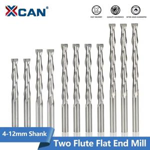 XCAN 플랫 엔드 밀 6mm 생크 2 플루트 나선형 밀링 커터 CNC 라우터 비트 나무 조각 비트 PVC MDF 목재 용 초경 엔드 밀