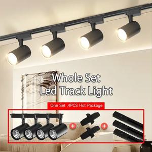 트랙 조명 220V COB 세트 Led 트랙 조명 레일 램프 Led 스팟 12/20/30/40W 매장 홈 220V 조명 천장 고정 장치 상점