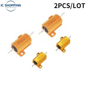 2PCS 10W 25W RX24 알루미늄 전원 금속 쉘 케이스 권선 저항기 0.1~10K 0.1 0.2 0.3 1 2 68 10 20 100 200 500 1K 10K Ohm