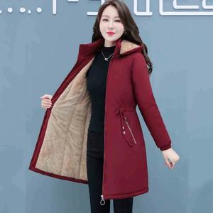 두꺼운 따뜻한 롱 후드 파커 오버 코트 및 재킷 여성용, 한국 캐주얼 코튼 의류, 플러스 벨벳, 겨울, 4XL, 신상