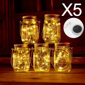 5PCS 태양 전원 메이슨 항아리 뚜껑 조명 요정 조명 LED 문자열 조명 DIY 방수 갈 랜드 파티 크리스마스 웨딩 장식