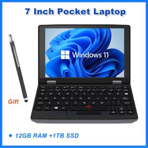 휴대용 미니 노트북 금속 소형 노트북 Windows 11 7 인치 터치 스크린 사무실 N4000 12GB + 1TB IPS Netbook 마이크로 컴퓨터