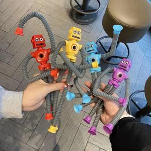 흡입 컵 로봇 재미있는 텔레스코픽 스트레치 피젯 장난감, 스트레스 해소 퍼즐, 동물 까다로운 장난감, 가족 농담, 어린이 선물, 4 개