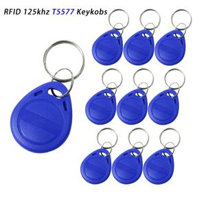 10pcs 125KHz T5577 Keyfobs 재기록 가능한 중복 태그 5200 근접 복사 액세스 카드 ID 토큰 링 RFID Cloner 키 체인