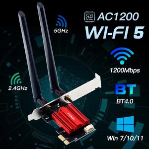 FENVI WIFI 5 AC1200 무선 어댑터 Bluetooth 4.0 Win7/10/11 용 듀얼 밴드 2.4G/5GHz PCI-E 802.11AC 네트워크 카드 Lan 수신기