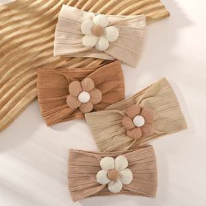 1Pc 소프트 나일론 Headscarf Astique 신생아 아기 소녀 꽃 머리띠 탄성 헤어 밴드 터번 유아 헤어 액세서리에 적합