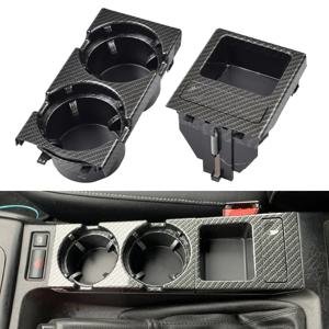 새로운 더블 홀 자동차 스타일링 프론트 센터 콘솔 스토리지 박스 코인 + BMW E46 시리즈 1999-2006 용 컵 홀더 51168217953