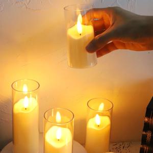 1/3Pcs Led Flameless 전기 양초 램프 아크릴 유리 배터리 깜박이는 가짜 Tealight 촛불 대량 결혼식 크리스마스