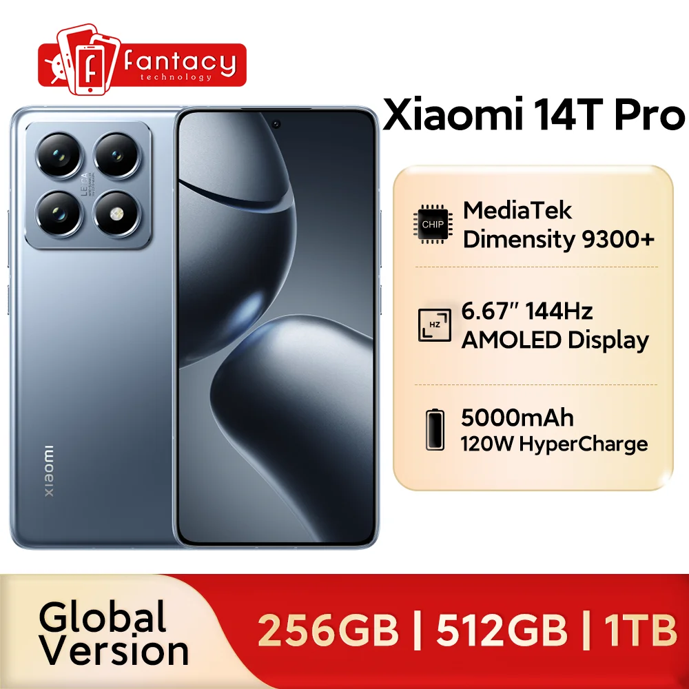 글로벌 버전 샤오미 14T 프로 5G 글로벌 버전, 50MP 라이카 카메라, MediaTek Dimensity 9300 + 6.67 인치 144Hz AMOLED 120W HyperCharge