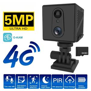 64GB 4G SIM 카드 미니 카메라 5MP 3000mAh 배터리 무선 Wifi 나이트 비전 모션 감지 CCTV 양방향 음성 IP 카메라