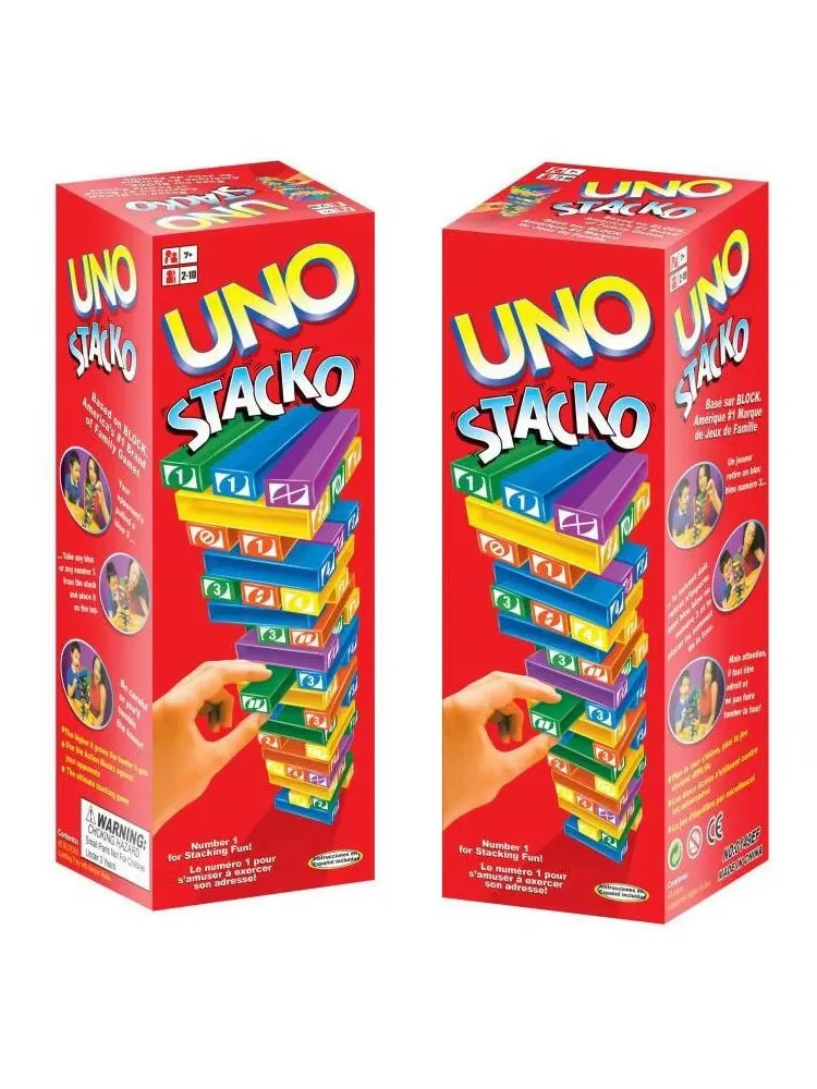 UNO Stacko 카드 보드 게임 가족 엔터테인먼트 파티 조기 교육 퍼즐 Stackoed 블록 장난감 카드 Chrstmas 선물