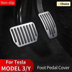 알루미늄 합금 가속기 가스 연료 브레이크 레스트 패드 매트 Tesla Model 3 Y Highland 2024 2023 2022 풋 페달 커버 액세서리