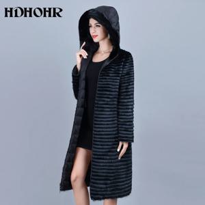 HDHOHR 2025 진짜 밍크 모피 코트, 여성용 천연 밍크 모피 코트, 100% 좋은 다운 양면 착용, 따뜻한 레이디 모피 재킷 세일
