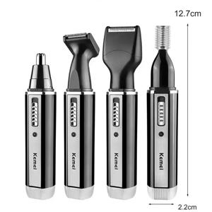 Kemei KM-6630 4 in 1 코 눈썹 머리 수염 트리머 남성용 템플 컷이있는 충전식 전기 면도기 코 귀 트리머