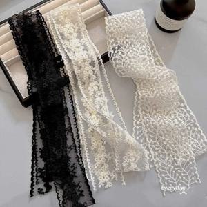 150/200cm 긴 여성 레이스 좁은 스카프 우아한 레이스 꽃 리본 스카프 사무실 레이디 손목 머리띠 Foulard 스키니 Neckerchief