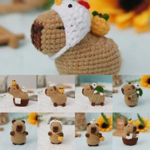 크로셰 뜨개질 후크가 있는 초보자 크로셰 뜨개질 동물 키트 수제 카피바라 DIY 크로셰 뜨개질 키트 기니피그 미완성 제품