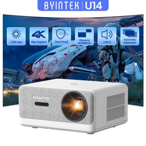 BYINTEK LOVE U14 풀 HD 1080P 프로젝터 4K 스마트 블루투스 WiFi 6 지원 1250ANSI 자동 초점 홈 시어터 시네마 프로젝터