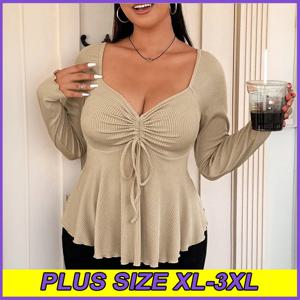 여성용 플러스 사이즈 티셔츠 솔리드 컬러 짧은 의류 XL-3XL 가을, 겨울 슬리밍 탑 레이디 솔리드 컬러 우아한 스타일 티셔츠