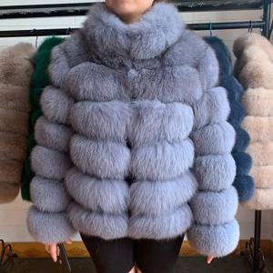 유럽 ​​여성 겨울 두꺼운 따뜻한 리얼 폭스 모피 스탠드 칼라 패션 코트 럭셔리 여성 리얼 폭스 모피 자켓 브랜드 리얼 폭스 모피