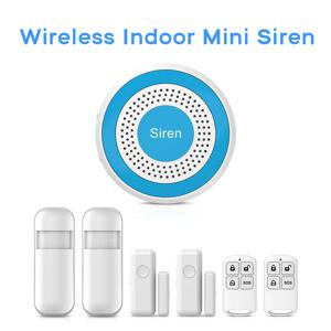 새로운 실내 스트로브 사이렌 433MHZ 라이트 사이렌 미니 독립형 스트로브 사이렌 PIR 도어 센서가있는 홈 보안 사운드 경보 시스템