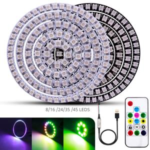 WS2812B DC5V Led 픽셀 링 개별 주소 지정 가능 링 5050 RGB WS2812 IC 내장 Led 모듈 및 14키 잠금 USB 컨트롤러