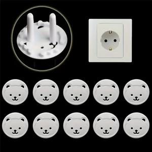 10pcs 곰 EU 전원 소켓 콘센트 아기 어린이 어린이 안전 가드 보호 안티 전기 충격 플러그 보호기 커버