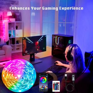 음악 동기화 RGB LED 스트립 램프, 실내 실내 장식, 가족 파티, 5m, 10m, 20m, 30m