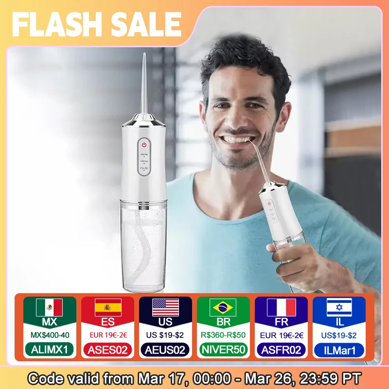 치아 물 Flosser, 구강 린저, 휴대용 무선 구강 린저, USB 충전, 가정 여행에 적합, 일일 치아 관리