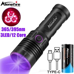 60W 고출력 365nm UV 손전등 블랙 라이트 충전식 경화 고양이 개 얼룩 마커 광석 돈 전갈 형광 체크 램프