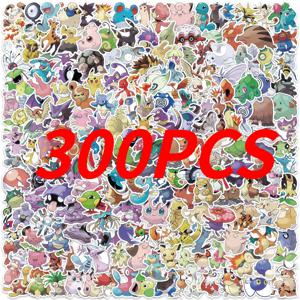 100/200/300Pcs 포켓몬 카와이 피카추 스티커 장식 데칼 노트북 스케이트 보드 자동차 수하물 전화 방수 스티커 장난감