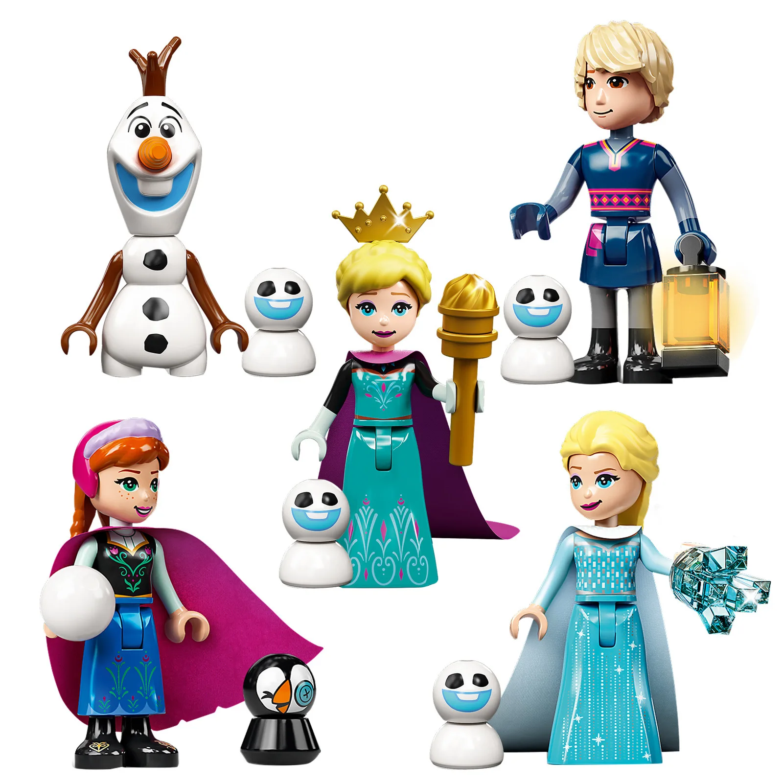 5 개/대 디즈니 냉동 시리즈 공주 엘사 미니 Figma 66006-66010 빌딩 블록 어린이를위한 모델 완구