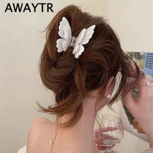 AWAYTR 여성용 페어리 나비 헤어 클로, 아세테이트 크랩 헤어 클립, 달콤한 공주 상어 클립, 소녀 머리핀 헤어 액세서리