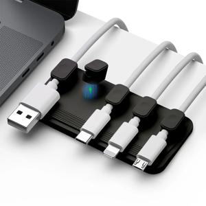 마그네틱 마우스 와이어 정리함 데스크탑 케이블 클립 보호대 코드 행 플러그, 자체 접착 고정 USB 충전 라인 거치대, 6 in 1