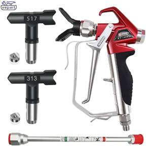 Vapart 3600 PSI 가역 517 노즐 팁 가드 회전 조인트(11인치 연장 폴 포함) 에어리스 페인트 스프레이 건 고압