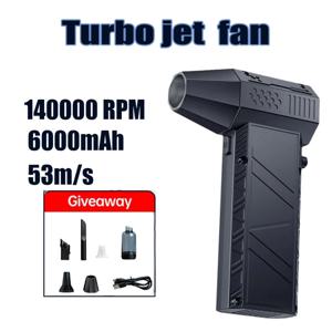 휴대용 공기 송풍기 터보 제트 선풍기 브러시리스 모터 덕트 선풍기, 140000RPM, 6000mAh, C타입 충전, 자동차 청소 및 건조 X6