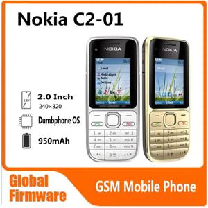 Nokia C2 C2-01 GSM 휴대 전화 영어 및 히브리어 키보드 지원 버튼의 로고 잠금 해제 2G 3G 핸드폰 중고 전화