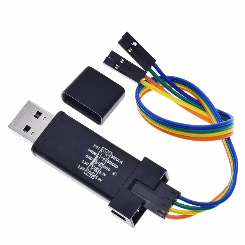 1Set ST LINK Stlink ST-Link V2 미니 STM8 STM32 시뮬레이터 다운로드 프로그래머 프로그래밍 커버 DuPont 케이블 ST Link V2