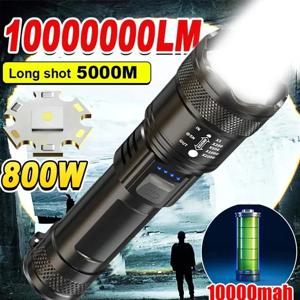 높은 강력한 전원 Led 손전등 2000LM 전술 토치 디스플레이 빛 USB 충전 캠핑 낚시 비상 줌 랜턴