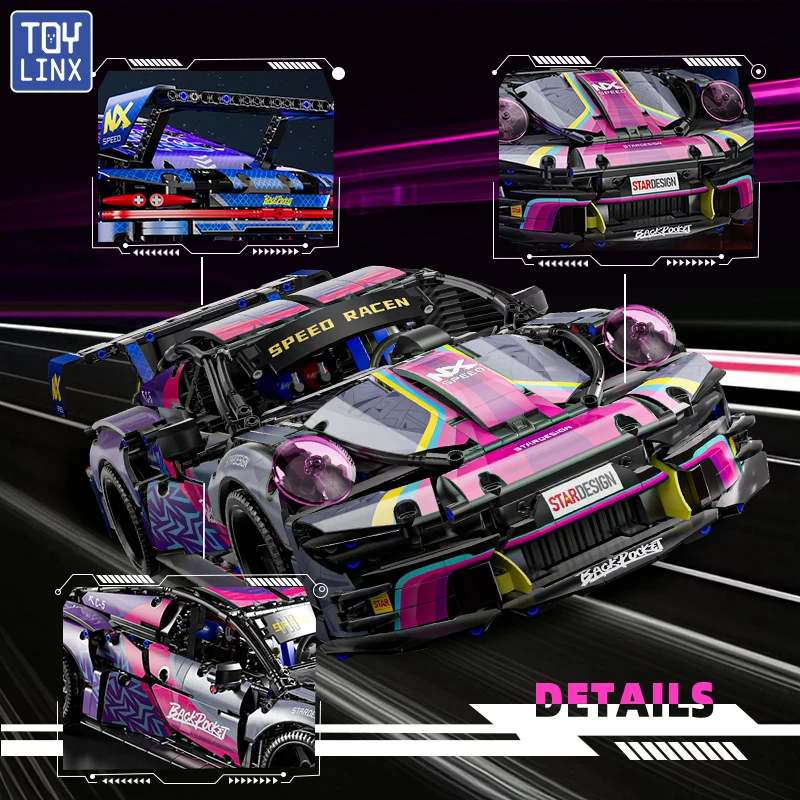 ToylinX 1/10 Collectible Model 스포츠카 빌딩 블록 성인용 세트 1610 PCS 스케일 엔지니어링 장난감 소년을위한 차량 선물