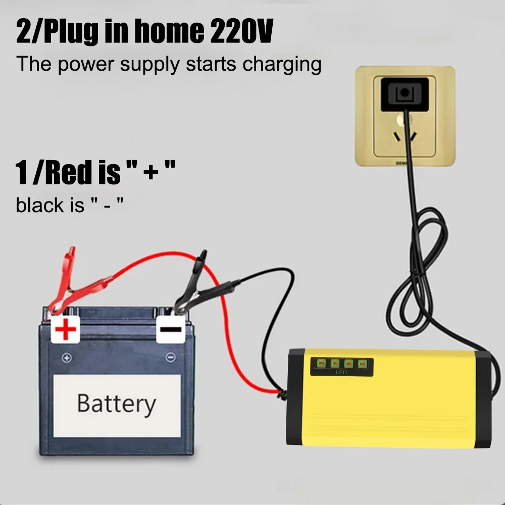 12V 2A 자동차 배터리 충전기 220V 전원 펄스 수리 충전기 습식 건식 납 산성 배터리 LED 디스플레이 모토 트럭 배터리 충전기